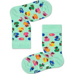 Happy Socks - Skarpetki dziecięce Rubber Duck. Niebieskie skarpetki dziewczęce Happy Socks, bez wzorów, z elastanu. Za 24,90 zł.