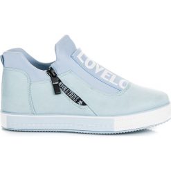Trampki i tenisówki damskie: Niebieskie zamszowe trampki IDEAL SHOES