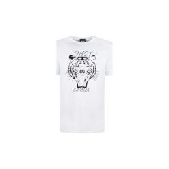 T-shirty z krótkim rękawem Roberto Cavalli S01GC0566. Białe t-shirty męskie Roberto Cavalli, s, bez wzorów, bez kołnierzyka, krótkie. Za 279,00 zł.
