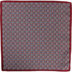 Bordowo-Szara Stylowa Poszetka - CHATTIER - Wzór Geometryczny, Męska POSZCH0311. Szare poszetki męskie Chattier, bez wzorów, z materiału, eleganckie. Za 27,00 zł.