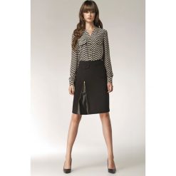 Czarny Elegancka Spódnica do Kolan z Kontrastową Wstawką. Czarne spódniczki damskie Molly.pl, na co dzień, s, bez wzorów, eleganckie, długie, midi, ołówkowe. Za 84,90 zł.