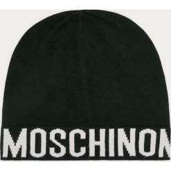 Moschino - Czapka. Czarne czapki damskie MOSCHINO, z nadrukiem, z wiskozy. Za 299,90 zł.