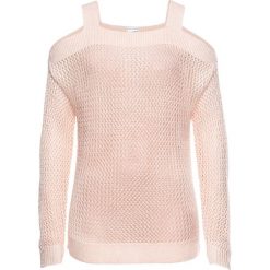 Sweter ażurowy z wycięciami bonprix dymny różowy. Różowe swetry damskie bonprix, bez wzorów, bez rękawów, bez kaptura. Za 74,99 zł.