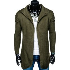 SWETER MĘSKI NARZUTKA E117 - KHAKI. Brązowe swetry klasyczne męskie marki Inny, m. Za 49,00 zł.