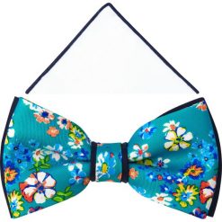Turkusowa mucha w kwiaty A327. Niebieskie muszki męskie Adam Collection - Krawaty i dodatki, na co dzień, w kwiaty, z bawełny, eleganckie. W wyprzedaży za 49,50 zł.