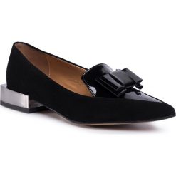 Lordsy SAGAN - 3929 Czarny Welur/Czarny Lakier. Czarne półbuty damskie Sagan, ze skóry, bez obcasa, na obcasie. Za 279,00 zł.