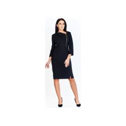 Elegancka sukienka z ozdobnym ekspresem i opadającym a'la kołnierzem. Czarne sukienki damskie Bird, bez wzorów, eleganckie, bez kołnierzyka, bez rękawów. Za 454,00 zł.