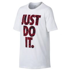 Nike Koszulka B Nk Dry Tee Df Shattered Jdi White Xl. Białe t-shirty chłopięce marki Nike, z napisami, bez rękawów. W wyprzedaży za 63,00 zł.