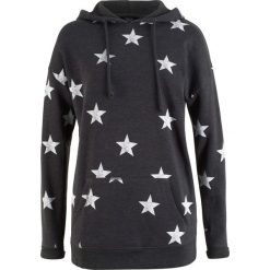 Bluzy damskie: Bluza z kapturem bonprix antracytowy melanż z nadrukiem