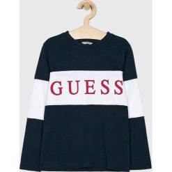 Guess Jeans - Longsleeve dziecięcy 118-175 cm. Czarne t-shirty chłopięce Guess Jeans, z nadrukiem, z bawełny, z długim rękawem. Za 99,90 zł.