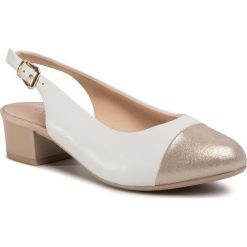 Sandały CAPRICE - 9-29500-24 White/Lt Gold 190. Białe klapki damskie Caprice, bez wzorów, ze skóry, bez obcasa, na obcasie. Za 269,00 zł.