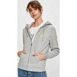 Tommy Jeans - Bluza. Szare bluzy damskie Tommy Jeans, s, z nadrukiem, z bawełny, bez rękawów, z kapturem. W wyprzedaży za 279,90 zł.