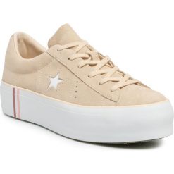 Sneakersy CONVERSE - One Star Platform Ox 565377C Light Bisque/White/White. Brązowe półbuty damskie Converse, ze skóry. W wyprzedaży za 249,00 zł.