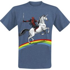 Deadpool Dead Glory T-Shirt odcienie niebieskiego. Niebieskie t-shirty męskie z nadrukiem marki Deadpool, s, z okrągłym kołnierzem. Za 74,90 zł.