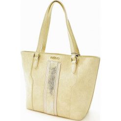 Shopper bag damskie: Elegancki shopper bag biały ze srebrnym