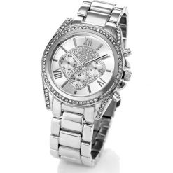 Zegarek chronograf na metalowej bransoletce bonprix srebrny kolor. Szare zegarki damskie bonprix, srebrne. Za 109,99 zł.