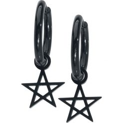 Steel Blackline® Little Pentagram Hoops Kolczyki czarny. Czarne kolczyki damskie Steel Blackline®. Za 62,90 zł.