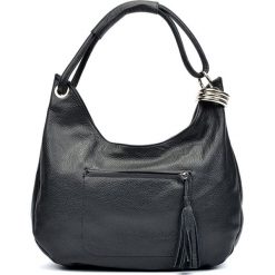 Shopper bag damskie: Skórzana torebka w kolorze czarnym – (S)35 x (W)38 x (G)6 cm