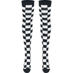 Skarpetki damskie: Urban Classics Ladies Checkerboard Overknee Socks Zakolanówki czarny/biały