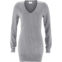 Długi sweter bonprix szary melanż. Szare swetry damskie bonprix, bez wzorów, z dzianiny, z długim rękawem, długie, bez kaptura. Za 54,99 zł.