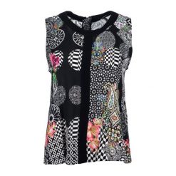 Desigual Top Damski S Czarny. Czarne koszulki damskie Desigual, na co dzień, s, bez wzorów, z okrągłym kołnierzem, bez rękawów. W wyprzedaży za 221,00 zł.
