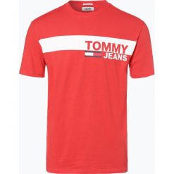 Tommy Jeans - T-shirt męski, czerwony. Czerwone t-shirty męskie marki Tommy Jeans, s, z napisami, z jeansu, bez kołnierzyka. Za 139,95 zł.