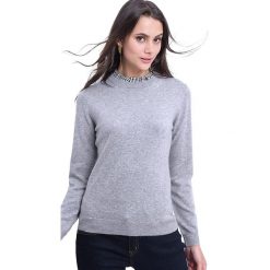 Sweter w kolorze szarym. Szare swetry damskie William de Faye, bez wzorów, z kaszmiru, bez rękawów, bez kaptura. W wyprzedaży za 129,95 zł.
