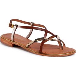 Sandały LES TROPEZIENNES - Monaco 23292 Tan/Leopard. Pomarańczowe klapki damskie Les Tropeziennes, bez wzorów, ze skóry, bez obcasa. W wyprzedaży za 229,00 zł.