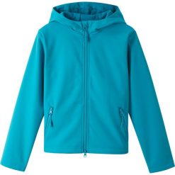 Kurtka softshell ze stretchem bonprix ciemnoturkusowy. Niebieskie kurtki dziewczęce bonprix, bez wzorów, z softshellu. Za 59,99 zł.