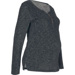 Shirt ciążowy i do karmienia bonprix czarny melanż. Czarne bluzki ciążowe bonprix, bez wzorów, bez kołnierzyka, z długim rękawem. Za 74,99 zł.