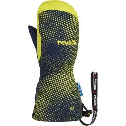 Rękawiczki narciarskie "Maxi R-TEX® XT Mitten" w kolorze czarno-żółtym. Żółte szaliki i rękawiczki niemowlęce Reusch, bez wzorów, z polaru. W wyprzedaży za 69,95 zł.