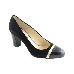 Buty ślubne damskie: Skórzane czółenka w kolorze czarnym