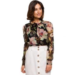 Bluzka szyfonowa w kwiaty z długimi rękawami - model 3. Bluzki damskie Style, s, z nadrukiem, z poliesteru, eleganckie, ze stójką, z długim rękawem. Za 179,00 zł.