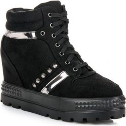 Sneakersy damskie: SNEAKERSY NA PLATFORMIE Bestelle czarne