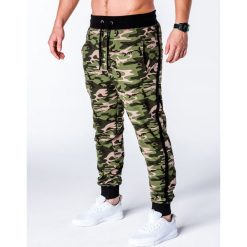 SPODNIE MĘSKIE DRESOWE P183 - KHAKI/MORO. Brązowe spodnie dresowe męskie marki Ombre Clothing, s, moro, z bawełny. Za 39,00 zł.