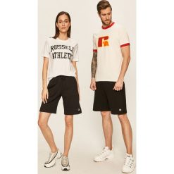 Russell Athletic - Szorty. Niebieskie spodenki sportowe damskie Russell Athletic, s, z aplikacjami, z bawełny, sportowe. W wyprzedaży za 159,90 zł.