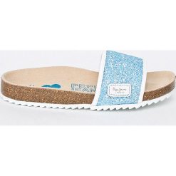 Pepe Jeans - Klapki dziecięce Bio Glitters. Niebieskie sandały dziewczęce Pepe Jeans, z jeansu, bez zapięcia. W wyprzedaży za 119,90 zł.