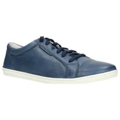 Buty sportowe męskie: Skórzane buty sportowe w kolorze granatowym