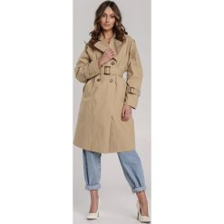 Beżowy Płaszcz Lloyd. Brązowe płaszcze damskie Renee, s, w paski, eleganckie, długie. Za 299,99 zł.