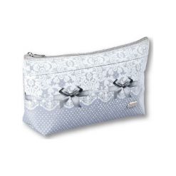 TOP CHOICE Kosmetyczka damska LACE-BOW (94217) 1szt. Szare topy damskie marki TOP CHOICE, bez wzorów. Za 17,57 zł.