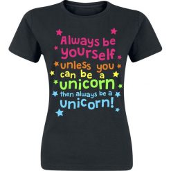 Jednorożec Always Be Yourself Koszulka damska czarny. Czarne bluzki z odkrytymi ramionami marki Jednorożec, l, z napisami. Za 54,90 zł.