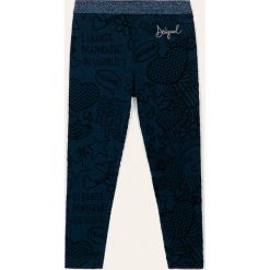 Desigual - Legginsy dziecięce 128-164 cm. Niebieskie spodnie dziewczęce Desigual, bez wzorów, z bawełny. W wyprzedaży za 79,90 zł.