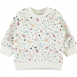 Bluza "Remme" w kolorze białym ze wzorem. Białe bluzy chłopięce Name it Baby, z bawełny. W wyprzedaży za 37,95 zł.