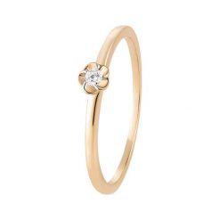 RABAT Złoty Pierścionek - złoto żółte 375, Brylant 0,04ct. Żółte pierścionki damskie W.KRUK, z brylantem, złote. W wyprzedaży za 664,00 zł.