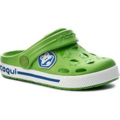 Klapki COQUI - Froggy 8801 Lime/White. Zielone sandały chłopięce marki Coqui, z tworzywa sztucznego, bez zapięcia. Za 59,99 zł.
