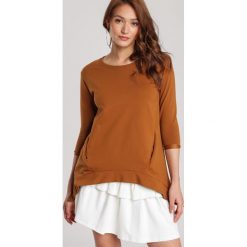 Szaro-Camelowa Bluza Fontasura. Szare bluzy damskie Renee, s, bez wzorów, bez rękawów, bez kaptura. Za 69,99 zł.