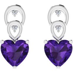 Złote kolczyki-wkrętki z diamentami i syntetycznymi ametystami. Szare kolczyki damskie Art of Diamond & Co., z ametystem, złote. W wyprzedaży za 637,95 zł.