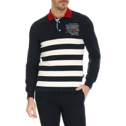 T-shirty męskie: Koszulka w kolorze granatowo-białym