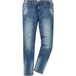 Dżinsy ze stretchem chino Regular Fit Tapered bonprix niebieski "used". Niebieskie chinosy męskie marki bonprix. Za 109,99 zł.