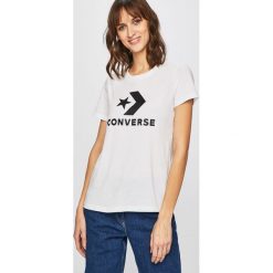 Converse - Top. Białe bluzki damskie marki Converse, s, z nadrukiem, z bawełny, z okrągłym kołnierzem, z krótkim rękawem. Za 99,90 zł.